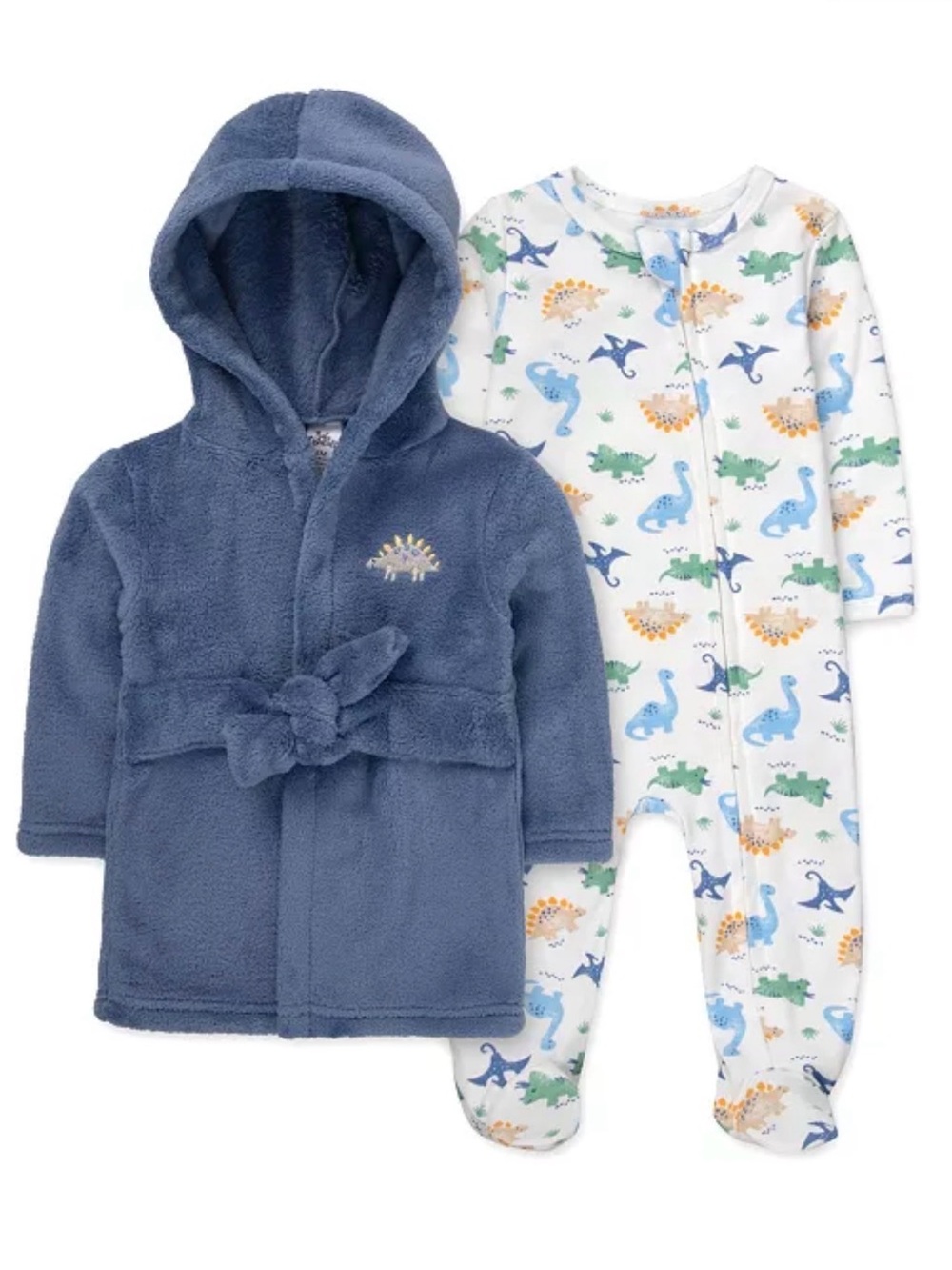 Baby Essentials Baby Boys' Dino Robe and Footed Sleeper, 2-Piece Set - 6M